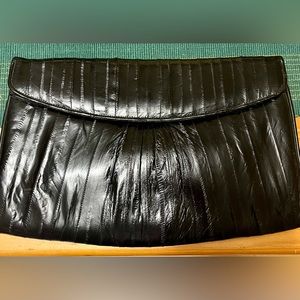 Leather Eel Skin Purse Bag Clutch Black New Never Used